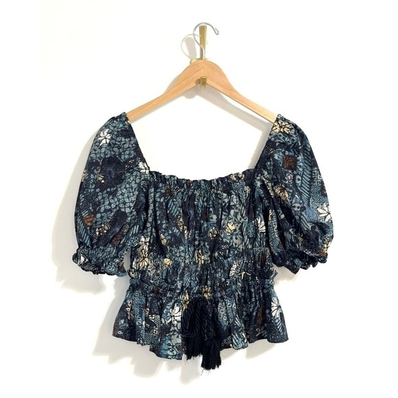 NWOT Ulla Johnson Puff-Sleeve Peplum Evita Floral Top - Picture 2 of 7